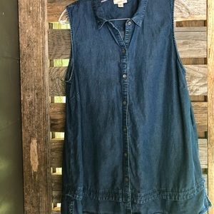 J. Jill Denim Sleeveless Collared Tunic